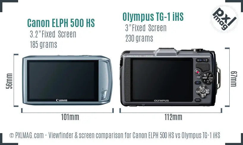 Canon ELPH 500 HS vs Olympus TG-1 iHS Screen and Viewfinder comparison