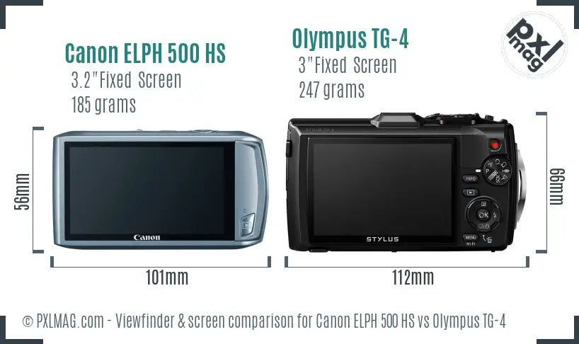 Canon ELPH 500 HS vs Olympus TG-4 Screen and Viewfinder comparison