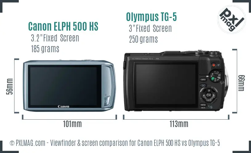 Canon ELPH 500 HS vs Olympus TG-5 Screen and Viewfinder comparison