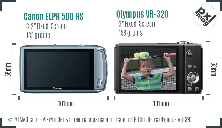 Canon ELPH 500 HS vs Olympus VR-320 Screen and Viewfinder comparison