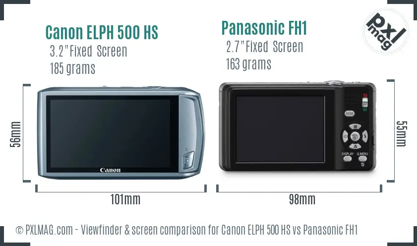 Canon ELPH 500 HS vs Panasonic FH1 Screen and Viewfinder comparison