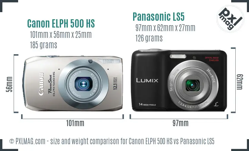 Canon ELPH 500 HS vs Panasonic LS5 size comparison Canon ELPH 500 HS vs Panasonic LS5 size comparison