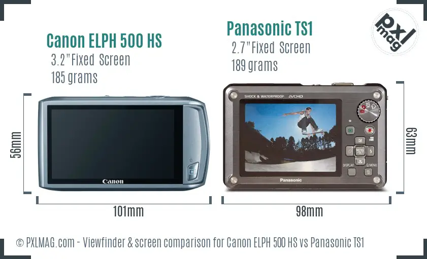 Canon ELPH 500 HS vs Panasonic TS1 Screen and Viewfinder comparison