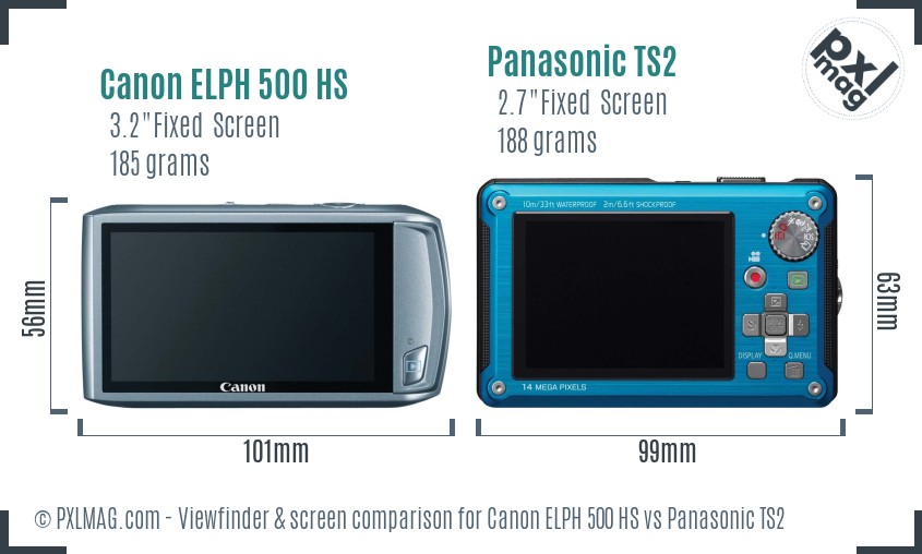 Canon ELPH 500 HS vs Panasonic TS2 Screen and Viewfinder comparison