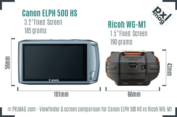 Canon ELPH 500 HS vs Ricoh WG-M1 Screen and Viewfinder comparison