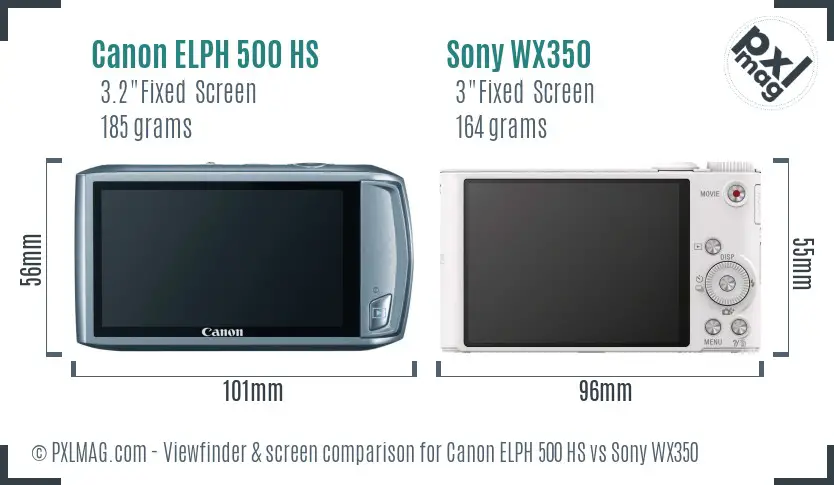 Canon ELPH 500 HS vs Sony WX350 Screen and Viewfinder comparison