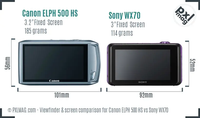 Canon ELPH 500 HS vs Sony WX70 Screen and Viewfinder comparison Canon ELPH 500 HS vs Sony WX70 Screen and Viewfinder comparison