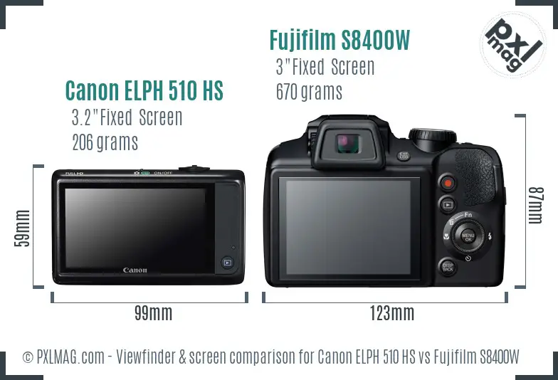 Canon ELPH 510 HS vs Fujifilm S8400W Screen and Viewfinder comparison Canon ELPH 510 HS vs Fujifilm S8400W Screen and Viewfinder comparison