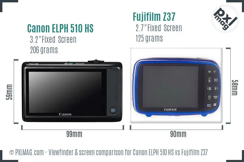 Canon ELPH 510 HS vs Fujifilm Z37 Screen and Viewfinder comparison