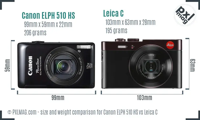 Canon ELPH 510 HS vs Leica C size comparison Canon ELPH 510 HS vs Leica C size comparison