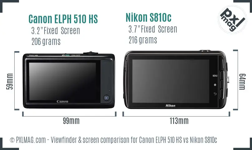 Canon ELPH 510 HS vs Nikon S810c Screen and Viewfinder comparison Canon ELPH 510 HS vs Nikon S810c Screen and Viewfinder comparison