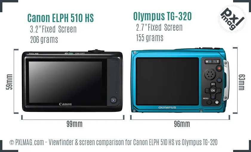 Canon ELPH 510 HS vs Olympus TG-320 Screen and Viewfinder comparison Canon ELPH 510 HS vs Olympus TG-320 Screen and Viewfinder comparison