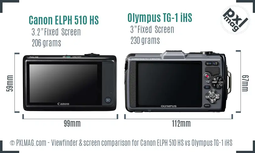 Canon ELPH 510 HS vs Olympus TG-1 iHS Screen and Viewfinder comparison