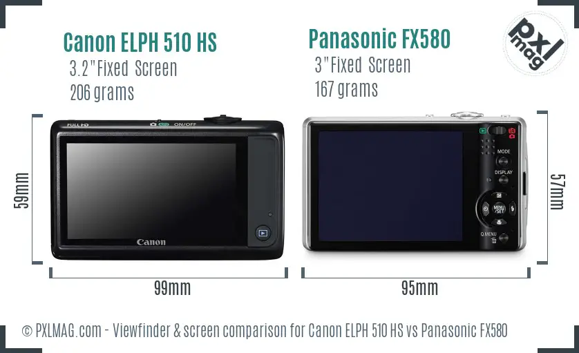 Canon ELPH 510 HS vs Panasonic FX580 Screen and Viewfinder comparison Canon ELPH 510 HS vs Panasonic FX580 Screen and Viewfinder comparison