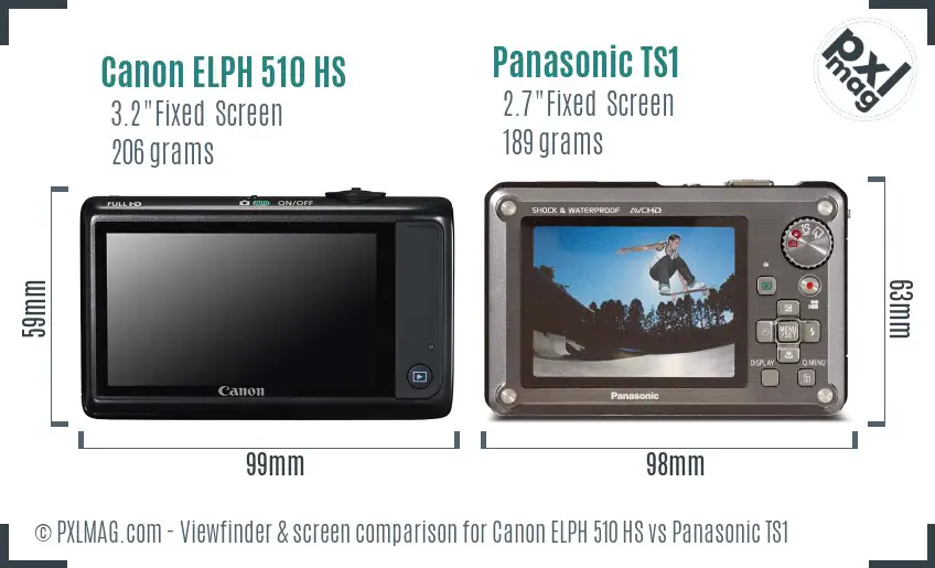 Canon ELPH 510 HS vs Panasonic TS1 Screen and Viewfinder comparison