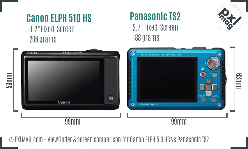 Canon ELPH 510 HS vs Panasonic TS2 Screen and Viewfinder comparison Canon ELPH 510 HS vs Panasonic TS2 Screen and Viewfinder comparison
