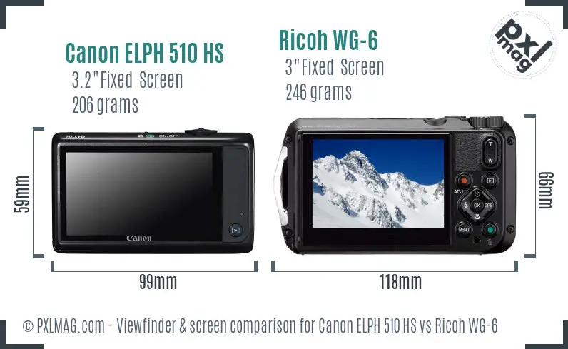 Canon ELPH 510 HS vs Ricoh WG-6 Screen and Viewfinder comparison Canon ELPH 510 HS vs Ricoh WG-6 Screen and Viewfinder comparison