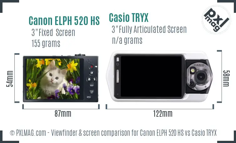 Canon ELPH 520 HS vs Casio TRYX Screen and Viewfinder comparison