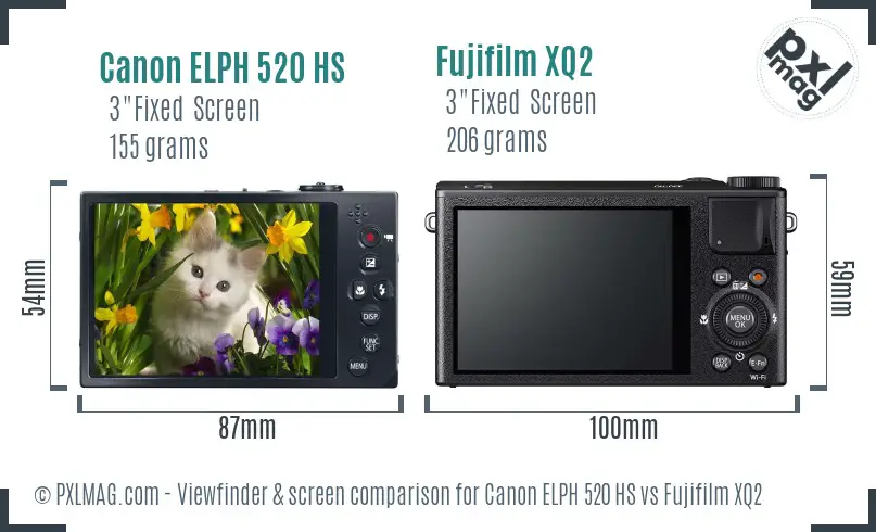 Canon ELPH 520 HS vs Fujifilm XQ2 Screen and Viewfinder comparison