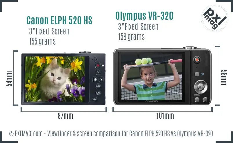 Canon ELPH 520 HS vs Olympus VR-320 Screen and Viewfinder comparison
