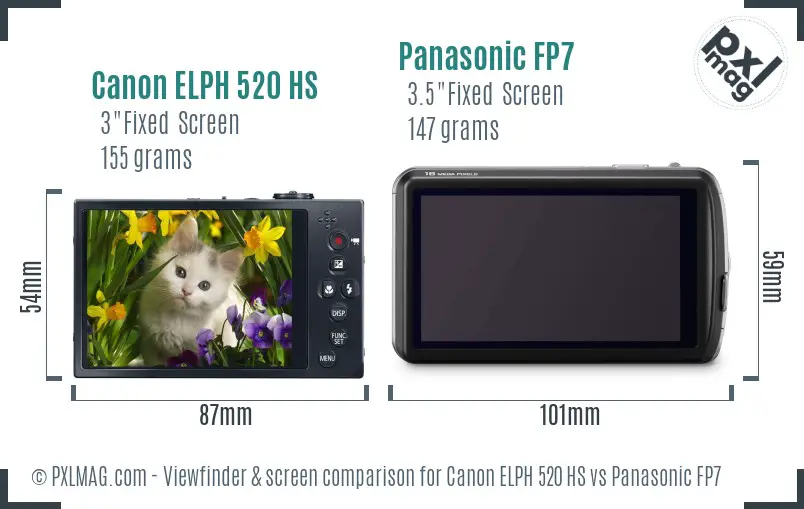 Canon ELPH 520 HS vs Panasonic FP7 Screen and Viewfinder comparison