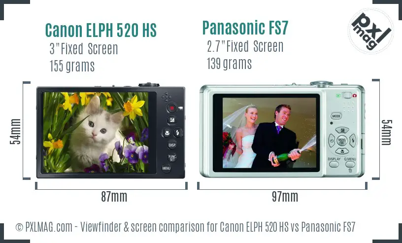 Canon ELPH 520 HS vs Panasonic FS7 Screen and Viewfinder comparison