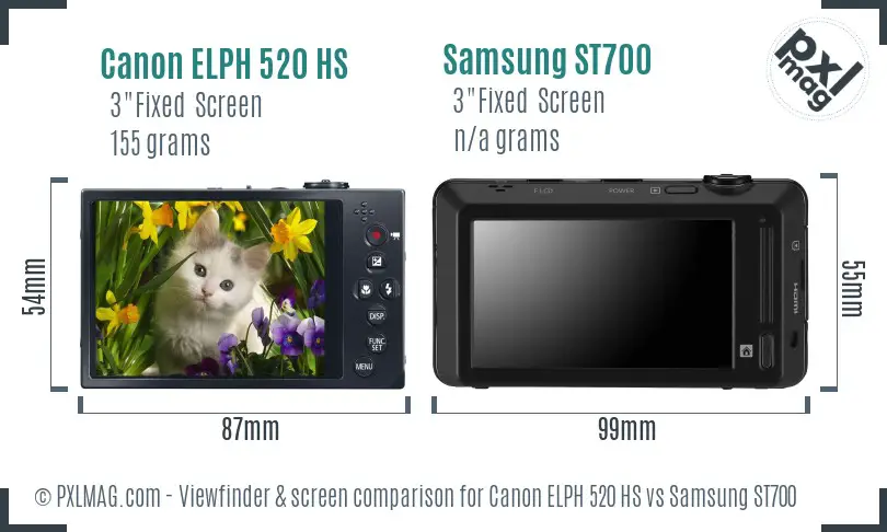 Canon ELPH 520 HS vs Samsung ST700 Screen and Viewfinder comparison Canon ELPH 520 HS vs Samsung ST700 Screen and Viewfinder comparison