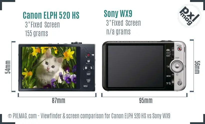 Canon ELPH 520 HS vs Sony WX9 Screen and Viewfinder comparison