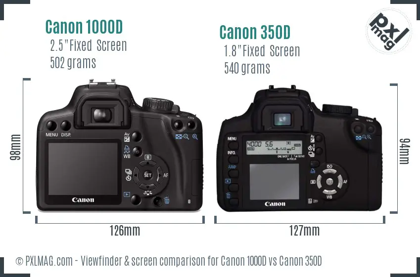 Canon 1000D vs Canon 350D Screen and Viewfinder comparison