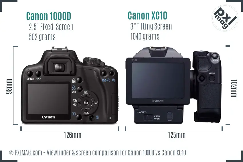 Canon 1000D vs Canon XC10 Screen and Viewfinder comparison Canon 1000D vs Canon XC10 Screen and Viewfinder comparison