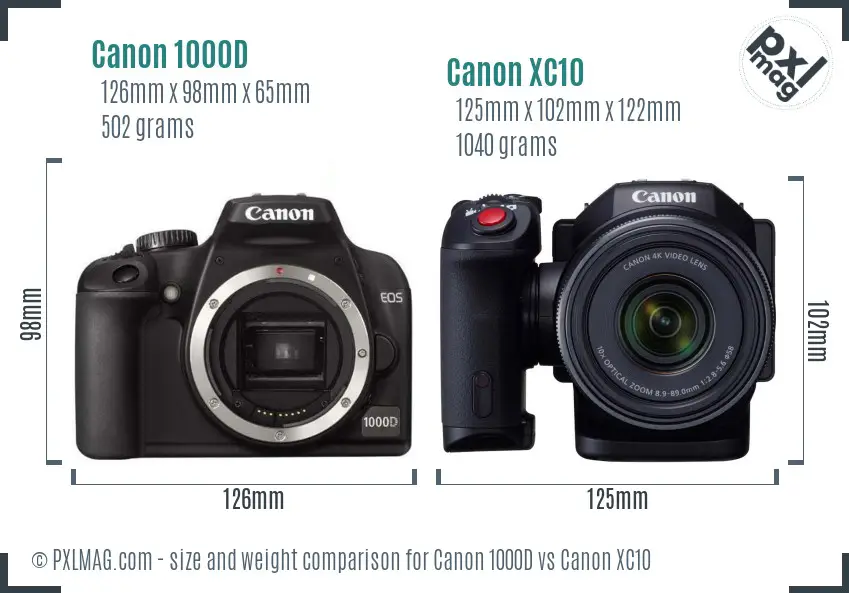 Canon 1000D vs Canon XC10 size comparison Canon 1000D vs Canon XC10 size comparison