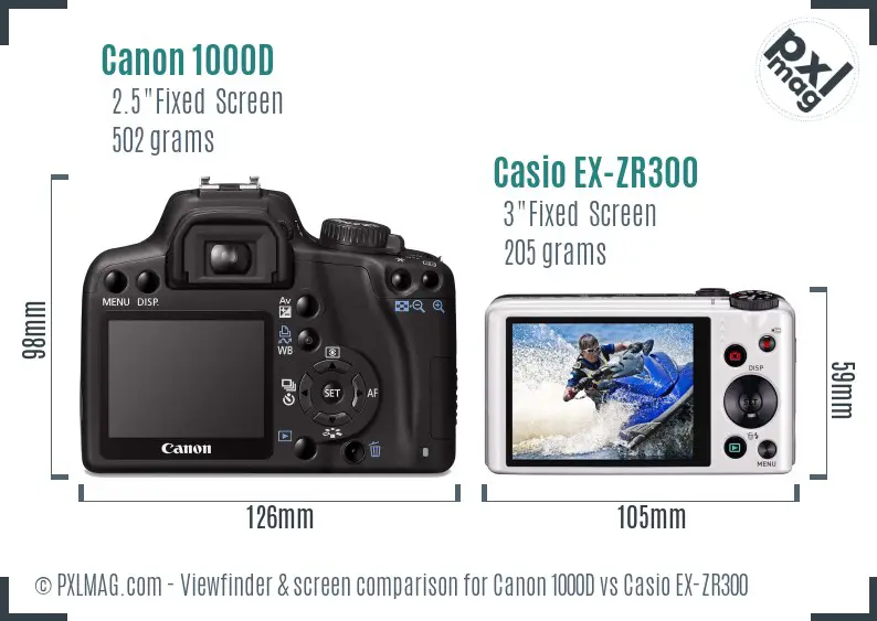 Canon 1000D vs Casio EX-ZR300 Screen and Viewfinder comparison Canon 1000D vs Casio EX-ZR300 Screen and Viewfinder comparison
