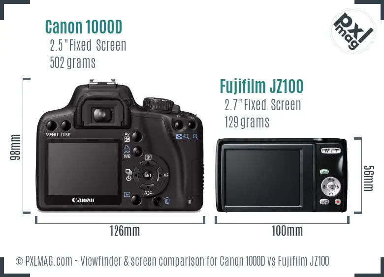 Canon 1000D vs Fujifilm JZ100 Screen and Viewfinder comparison