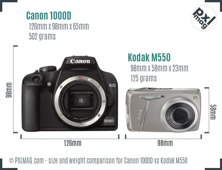 Canon 1000D vs Kodak M550 size comparison Canon 1000D vs Kodak M550 size comparison