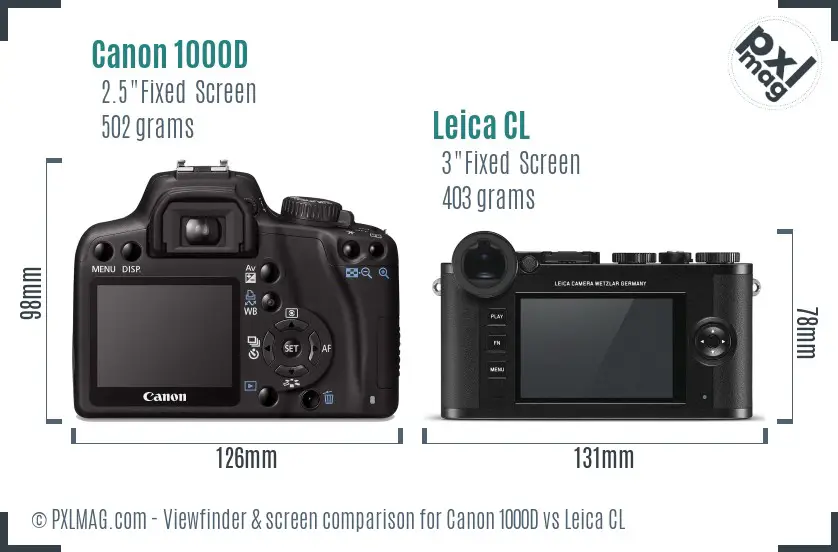 Canon 1000D vs Leica CL Screen and Viewfinder comparison Canon 1000D vs Leica CL Screen and Viewfinder comparison