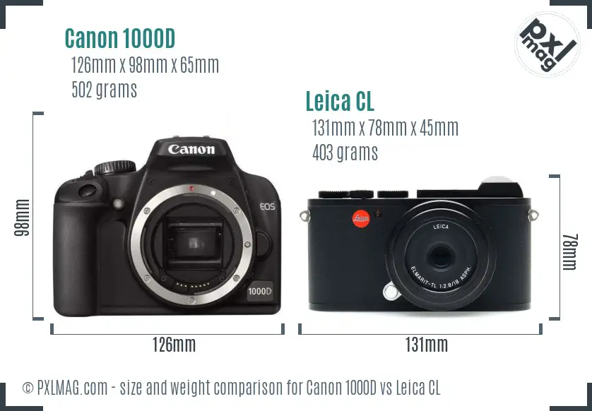 Canon 1000D vs Leica CL size comparison Canon 1000D vs Leica CL size comparison