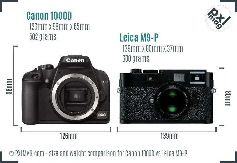 Canon 1000D vs Leica M9-P size comparison Canon 1000D vs Leica M9-P size comparison