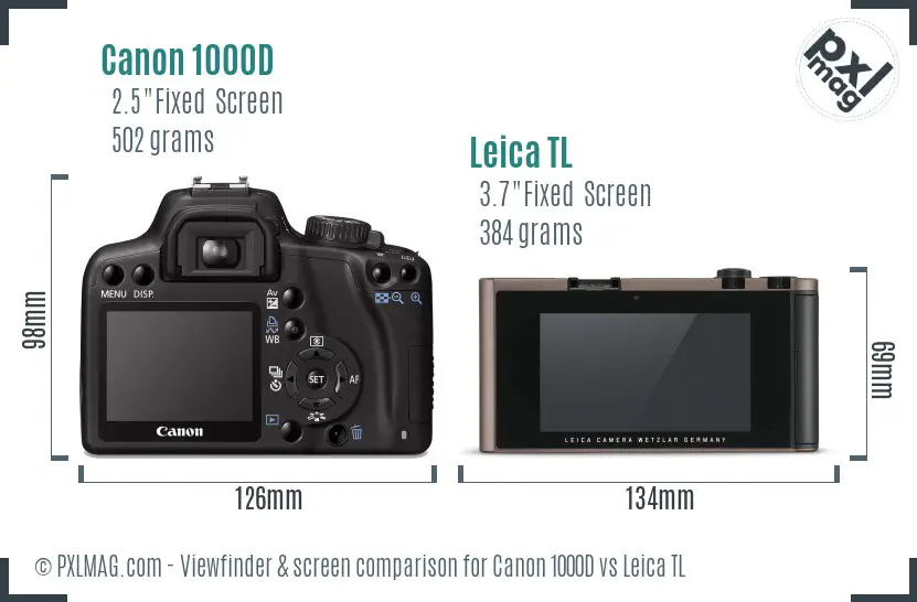 Canon 1000D vs Leica TL Screen and Viewfinder comparison Canon 1000D vs Leica TL Screen and Viewfinder comparison
