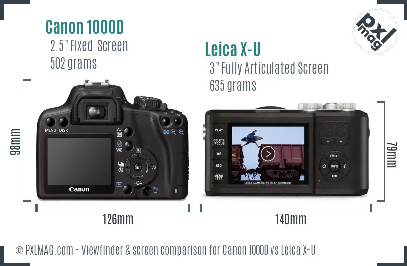 Canon 1000D vs Leica X-U Screen and Viewfinder comparison Canon 1000D vs Leica X-U Screen and Viewfinder comparison