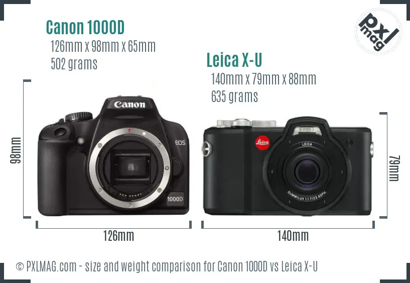 Canon 1000D vs Leica X-U size comparison Canon 1000D vs Leica X-U size comparison