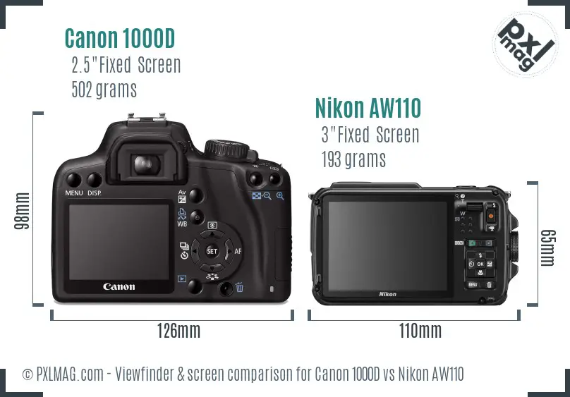 Canon 1000D vs Nikon AW110 Screen and Viewfinder comparison Canon 1000D vs Nikon AW110 Screen and Viewfinder comparison