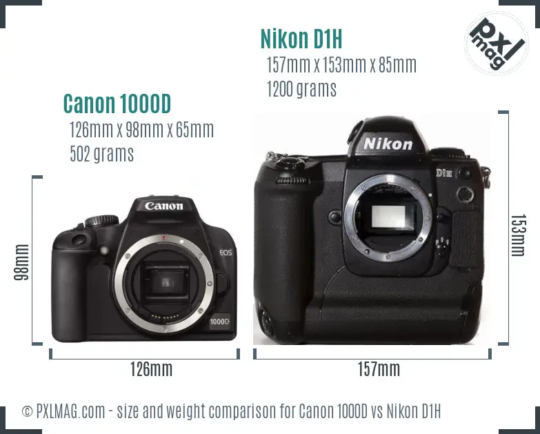Canon 1000D vs Nikon D1H size comparison Canon 1000D vs Nikon D1H size comparison
