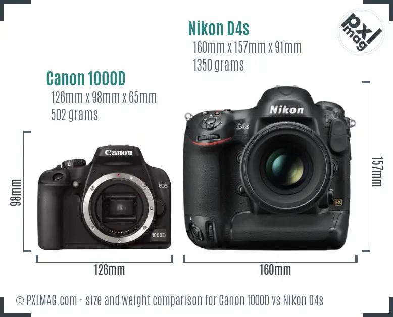 Canon 1000D vs Nikon D4s size comparison Canon 1000D vs Nikon D4s size comparison