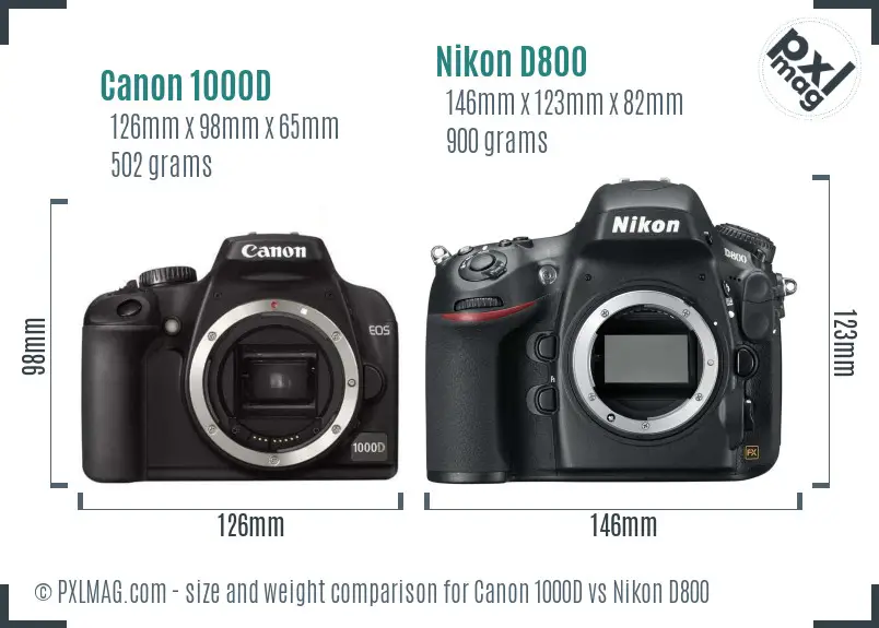 Canon 1000D vs Nikon D800 size comparison Canon 1000D vs Nikon D800 size comparison