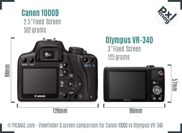 Canon 1000D vs Olympus VR-340 Screen and Viewfinder comparison Canon 1000D vs Olympus VR-340 Screen and Viewfinder comparison