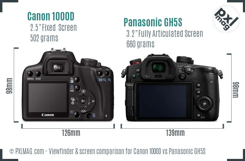 Canon 1000D vs Panasonic GH5S Screen and Viewfinder comparison Canon 1000D vs Panasonic GH5S Screen and Viewfinder comparison