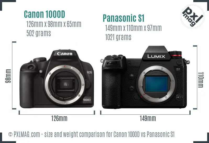 Canon 1000D vs Panasonic S1 size comparison