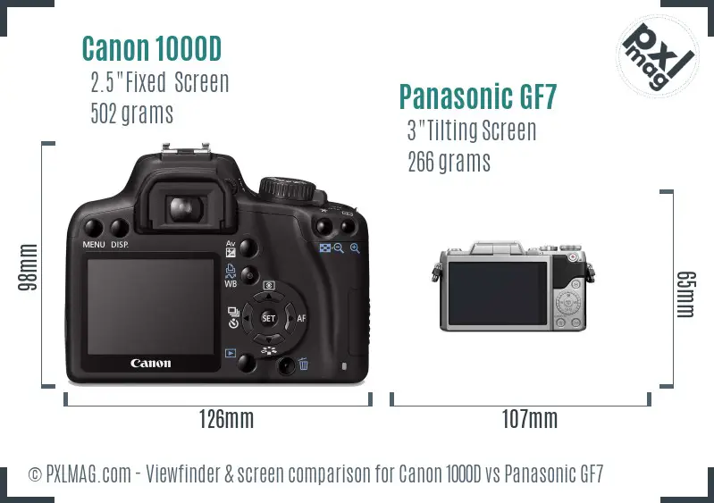 Canon 1000D vs Panasonic GF7 Screen and Viewfinder comparison Canon 1000D vs Panasonic GF7 Screen and Viewfinder comparison