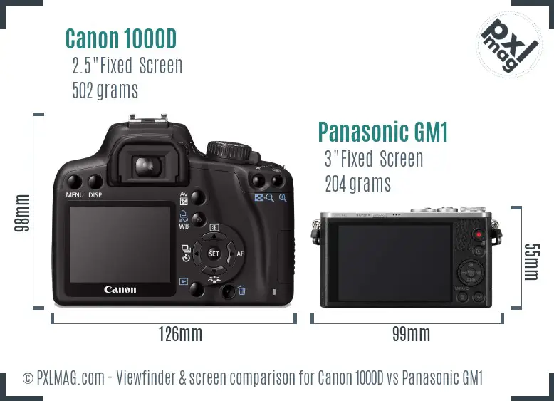 Canon 1000D vs Panasonic GM1 Screen and Viewfinder comparison Canon 1000D vs Panasonic GM1 Screen and Viewfinder comparison