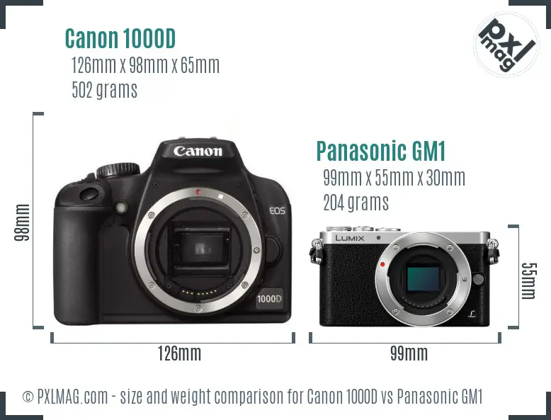 Canon 1000D vs Panasonic GM1 size comparison Canon 1000D vs Panasonic GM1 size comparison